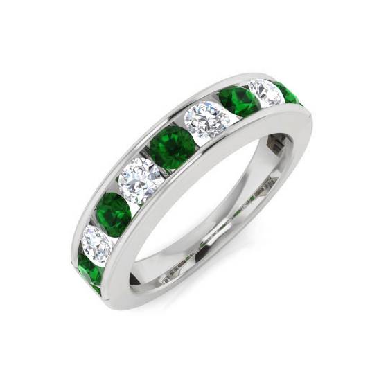 Halb-Ewigkeitsring mit Smaragd und Diamanten (1,10 ct, VS/E-F)