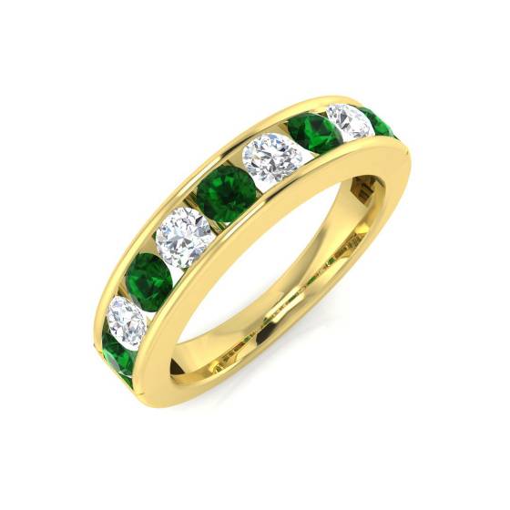 Halb-Ewigkeitsring mit Smaragd und Diamanten (1,10 ct, VS/E-F)
