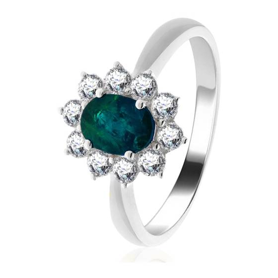 0,75 ct Smaragd- und Diamantclusterring
