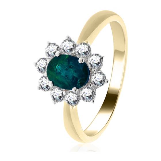 0,75 ct Smaragd- und Diamantclusterring