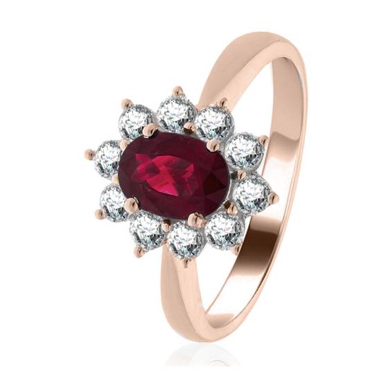 0,80 ct Rubin- und Diamantclusterring