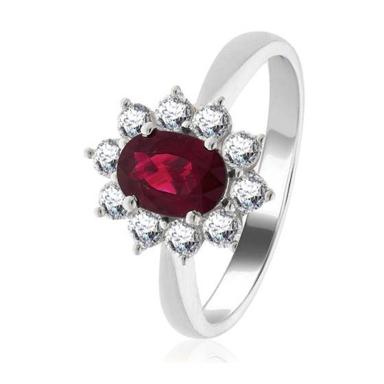 1,60 ct Rubin- und Diamantclusterring
