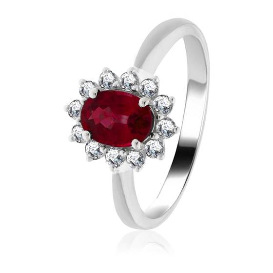 0,70 ct Rubin- und Diamantclusterring