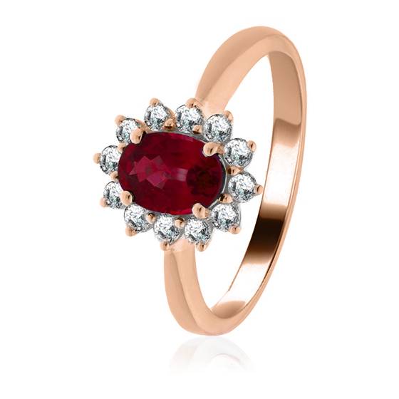 1,30 ct Rubin- und Diamantclusterring