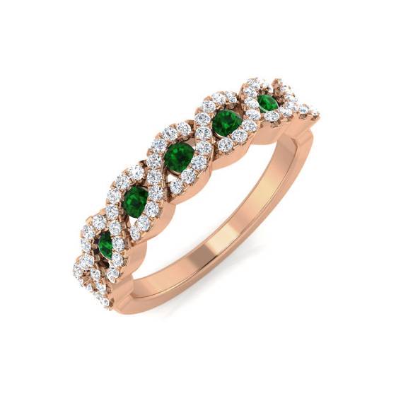 Halb-Ewigkeitsring mit Smaragd und Diamanten (0,50 ct, VS/E-F)