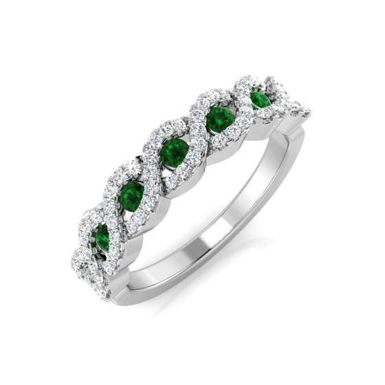 Halb-Ewigkeitsring mit Smaragd und Diamanten (0,50 ct, VS/E-F)