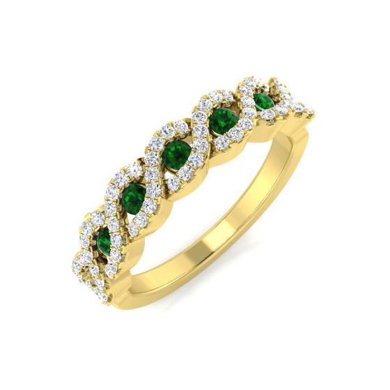 Halb-Ewigkeitsring mit Smaragd und Diamanten (0,50 ct, VS/E-F)