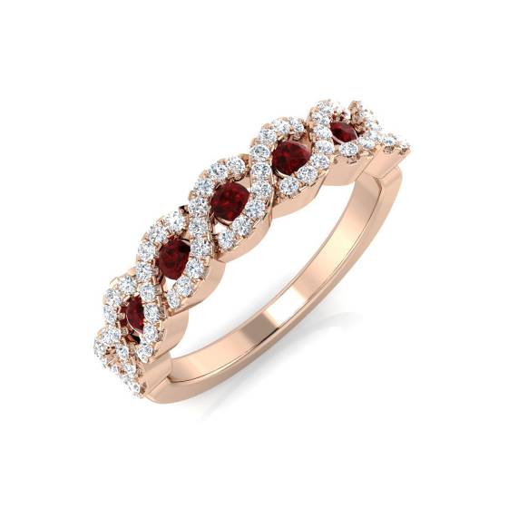 Runder Rubin- und Diamant-Designerring