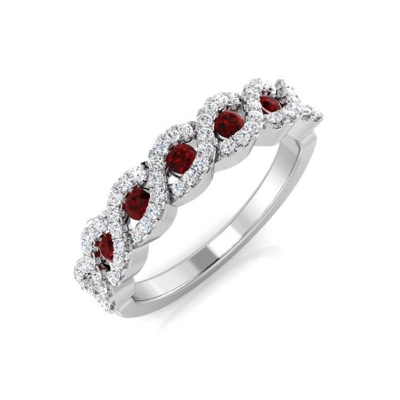 Runder Rubin- und Diamant-Designerring