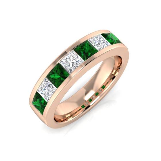 Halb-Ewigkeitsring mit Smaragd und Diamanten (1,35 ct, VS/E-F)