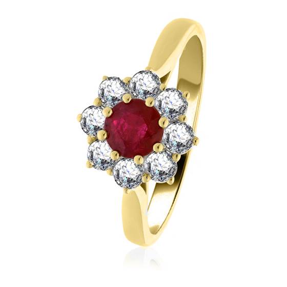 1,30 ct runder Rubin- und Diamant-Halo-Ring