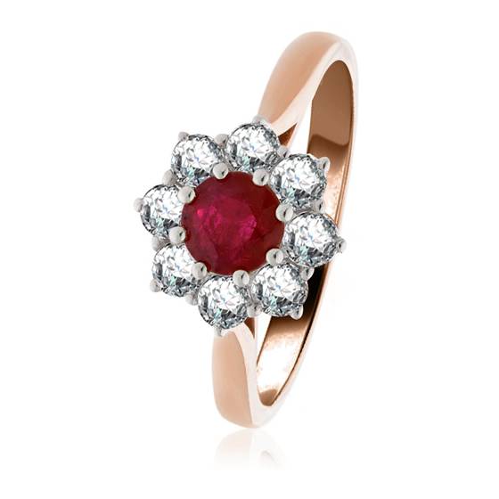 0,65 ct Rubin- und Diamantclusterring