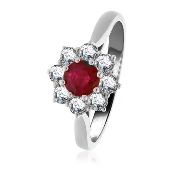 0,65 ct Rubin- und Diamantclusterring
