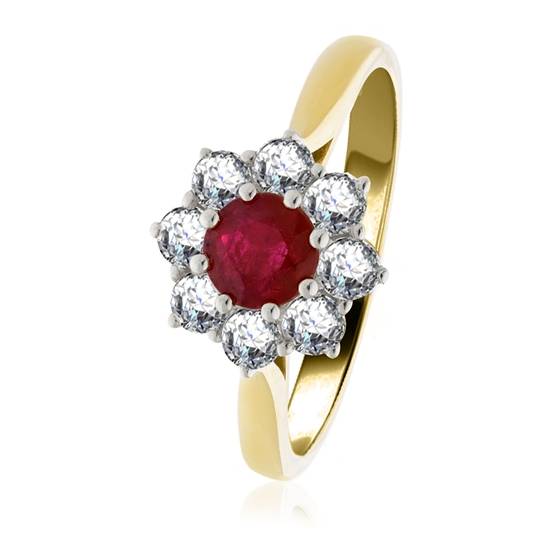 0,65 ct Rubin- und Diamantclusterring