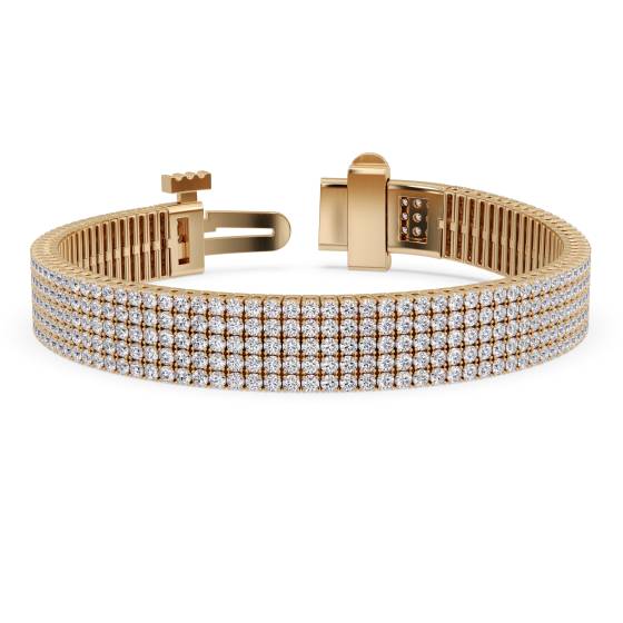 Klassisches fünfreihiges Diamant-Tennisarmband mit 14,40 ct
