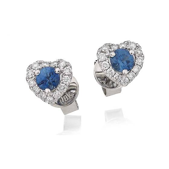 Runde Ohrringe mit blauem Saphir und Diamanten