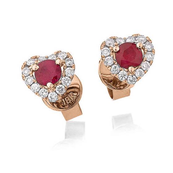 Runde Rubin- und Diamant-Cluster-Ohrringe