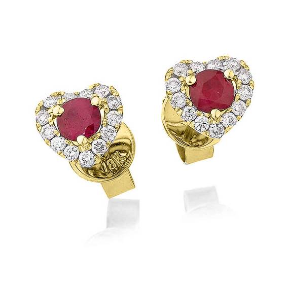 Runde Rubin- und Diamant-Cluster-Ohrringe