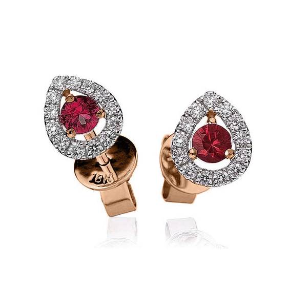 Runde Rubin- und Diamant-Cluster-Ohrringe