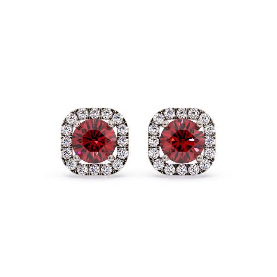 Runde Rubin- und Diamant-Cluster-Ohrringe
