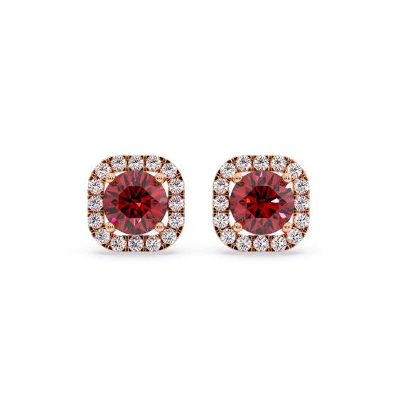 Runde Rubin- und Diamant-Cluster-Ohrringe