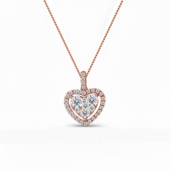 Klassischer runder Diamant-Herzanhänger mit 0,70 ct