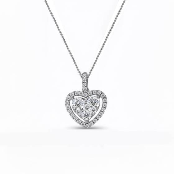 Klassischer runder Diamant-Herzanhänger mit 0,70 ct