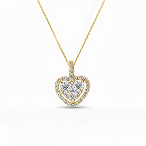 Klassischer runder Diamant-Herzanhänger mit 0,70 ct