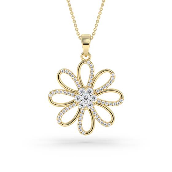 0,50 ct Pavé-gefasster runder Diamant-Designer-Anhänger
