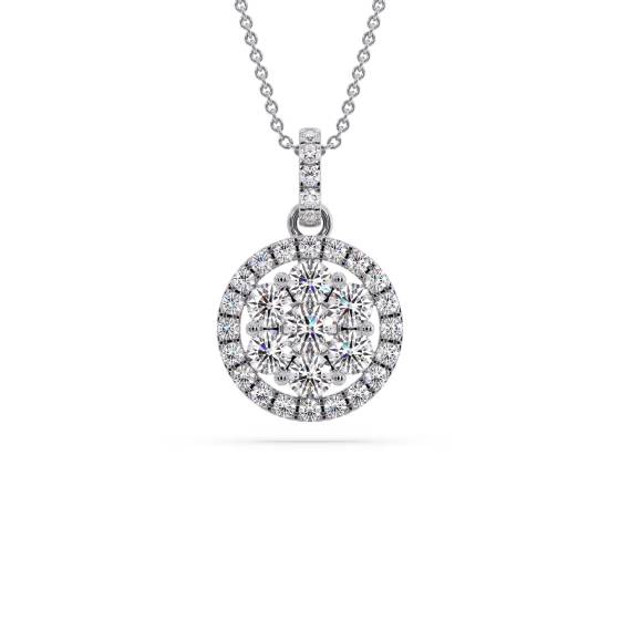 0,60 ct VS/F-G Pavé-gefasster runder Naturdiamant-Designer-Anhänger