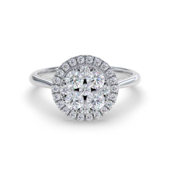Eleganter runder Diamantclusterring mit 0,50 ct VS/F-G