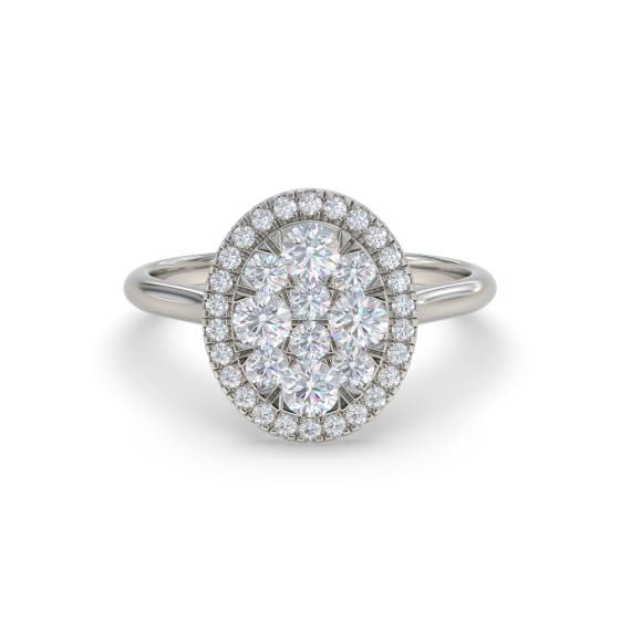 Moderner Ring mit ovalem Diamantcluster und Halo-Fassung (0,40 ct)