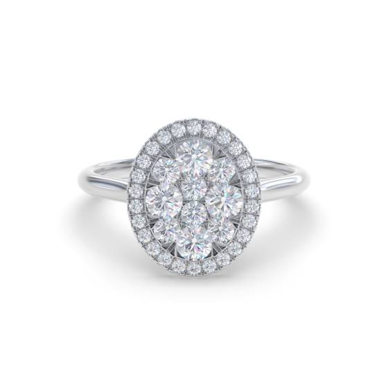 Moderner Ring mit ovalem Diamantcluster und Halo-Fassung (0,40 ct)