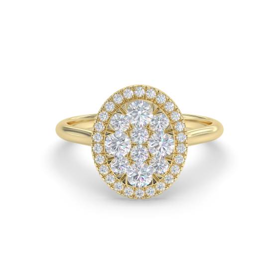 Moderner Ring mit ovalem Diamantcluster und Halo-Fassung (0,40 ct)
