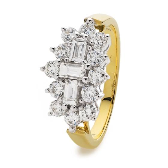 Eleganter 2,00-Karat-Ring mit runden und Baguette-Diamanten