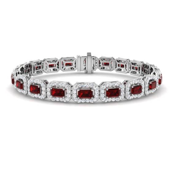 Armband mit 9,30 ct VS/E-F Smaragdschliff-Rubin und runden Diamanten