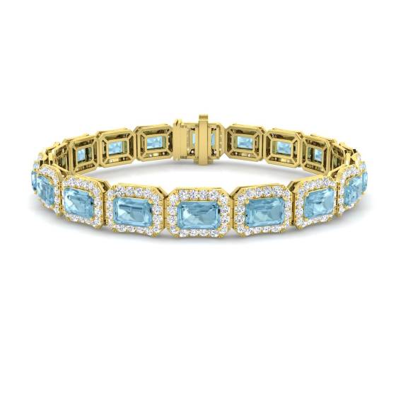 Armband mit 13,50 ct Aquamarin im Smaragdschliff (VS/E-F) und runden Diamanten