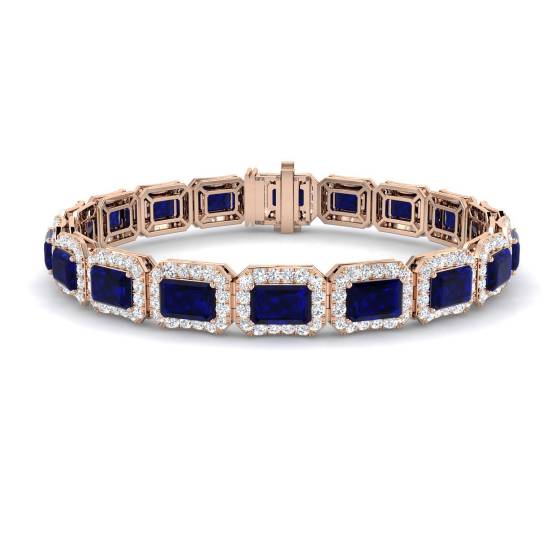 Armband mit 13,30 ct VS/E-F Smaragdschliff-Saphir und runden Diamanten