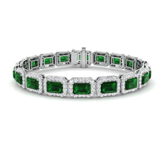 Designerarmband mit 13,70 ct VS/E-F Smaragd und runden Diamanten