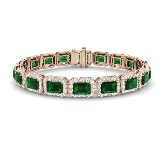 Designerarmband mit 13,70 ct VS/E-F Smaragd und runden Diamanten
