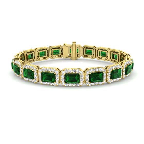 Designerarmband mit 13,70 ct VS/E-F Smaragd und runden Diamanten
