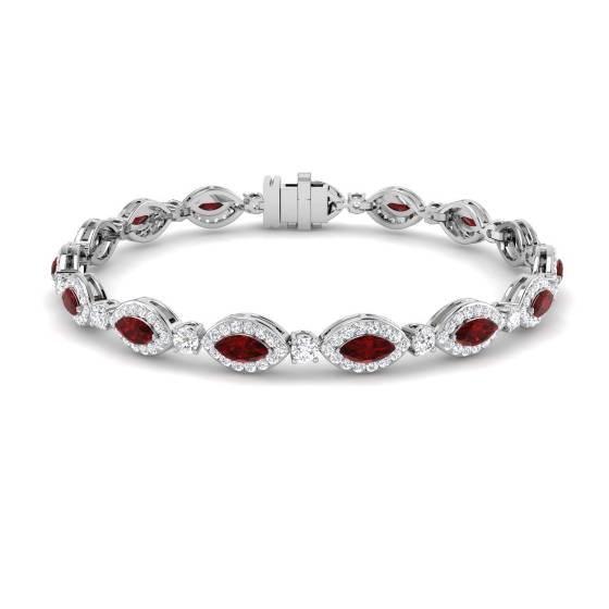 Armband mit 6,80 ct VS/E-F Marquise-Rubin und runden Diamanten