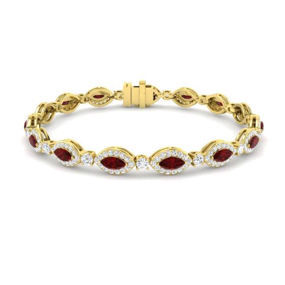 Armband mit 6,80 ct VS/E-F Marquise-Rubin und runden Diamanten