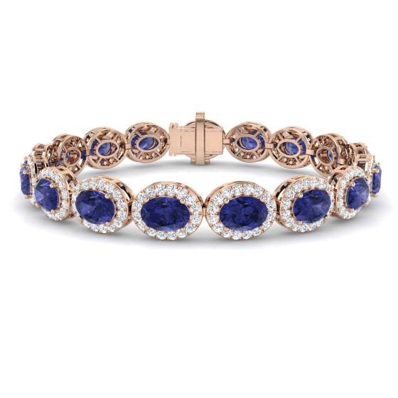 Armband aus ovalem Tansanit (16,50 ct, VS/E-F) und runden Diamanten
