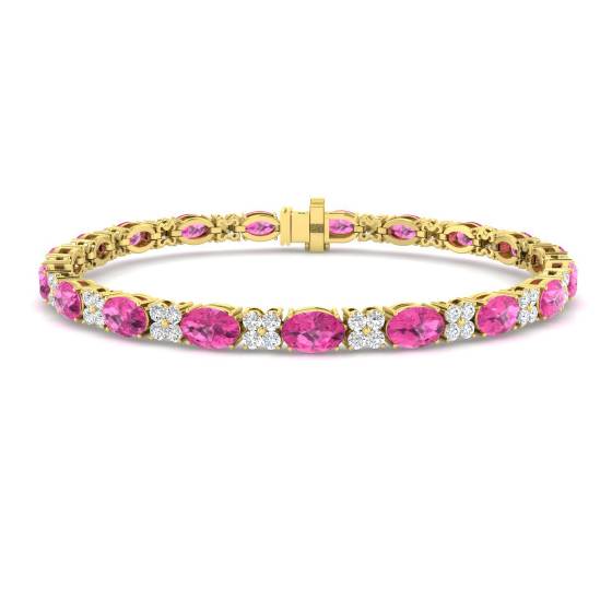 Armband mit ovalem rosa Saphir (11,90 ct, VS/E-F) und runden Diamanten