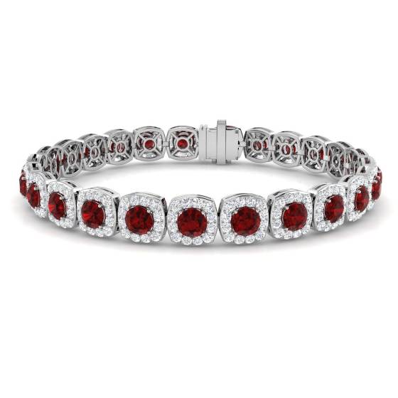 Armband mit rundem Rubin (1,10 ct, VS/E-F) und rundem Diamanten