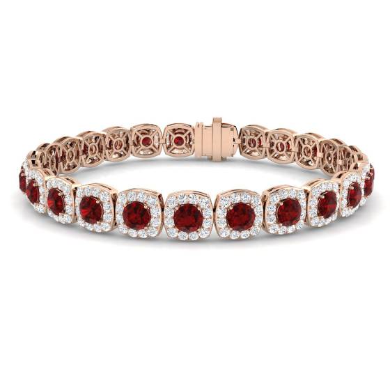 Armband mit rundem Rubin (1,10 ct, VS/E-F) und rundem Diamanten
