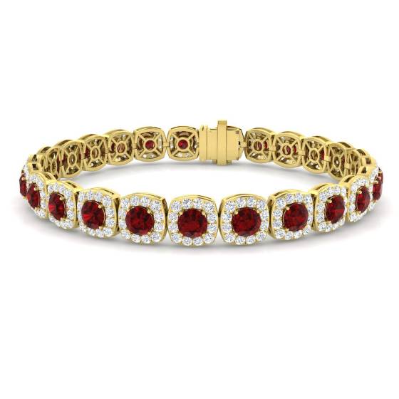 Armband mit rundem Rubin (1,10 ct, VS/E-F) und rundem Diamanten
