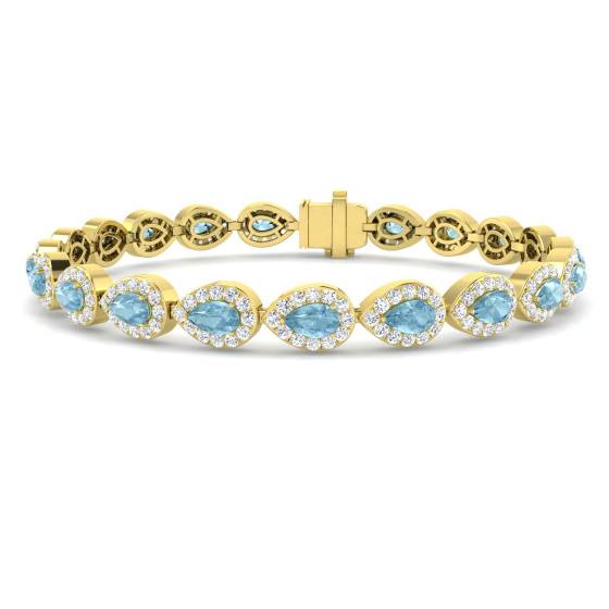 Armband mit birnenförmigem Aquamarin (6,15 ct, VS/E-F) und runden Diamanten