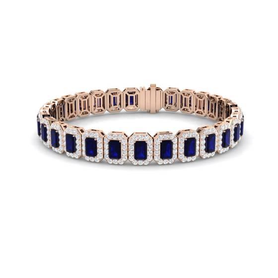 Armband mit 14,25 ct VS/E-F Smaragdschliff-Saphir und runden Diamanten